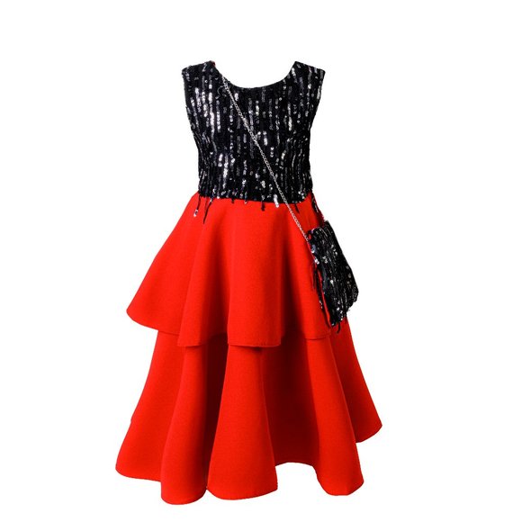 Girl's Party Dress With Sparkles and a Purse - Picture 1 of 1